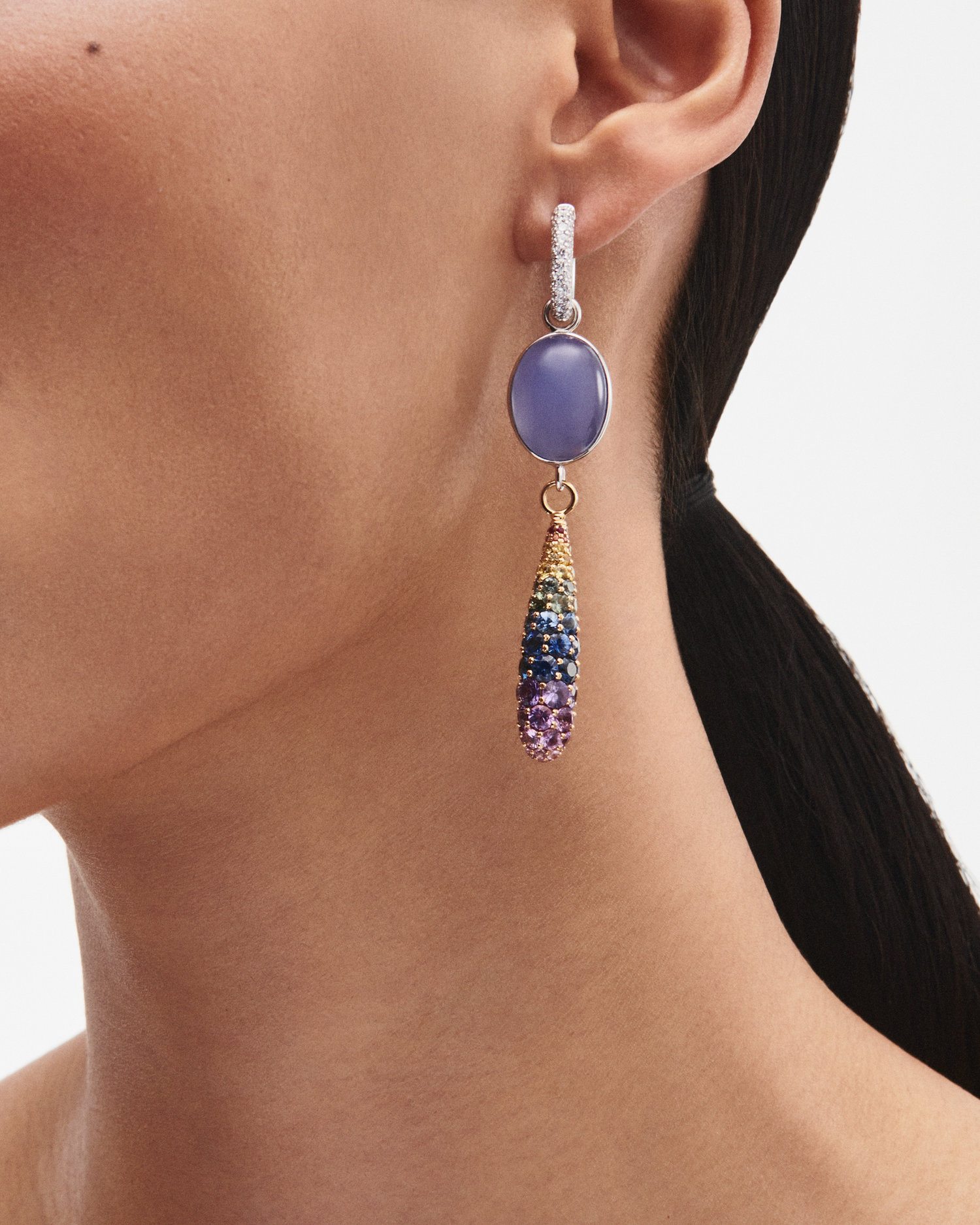 Swedish Grace Earring Attachments Blue Chalcedony