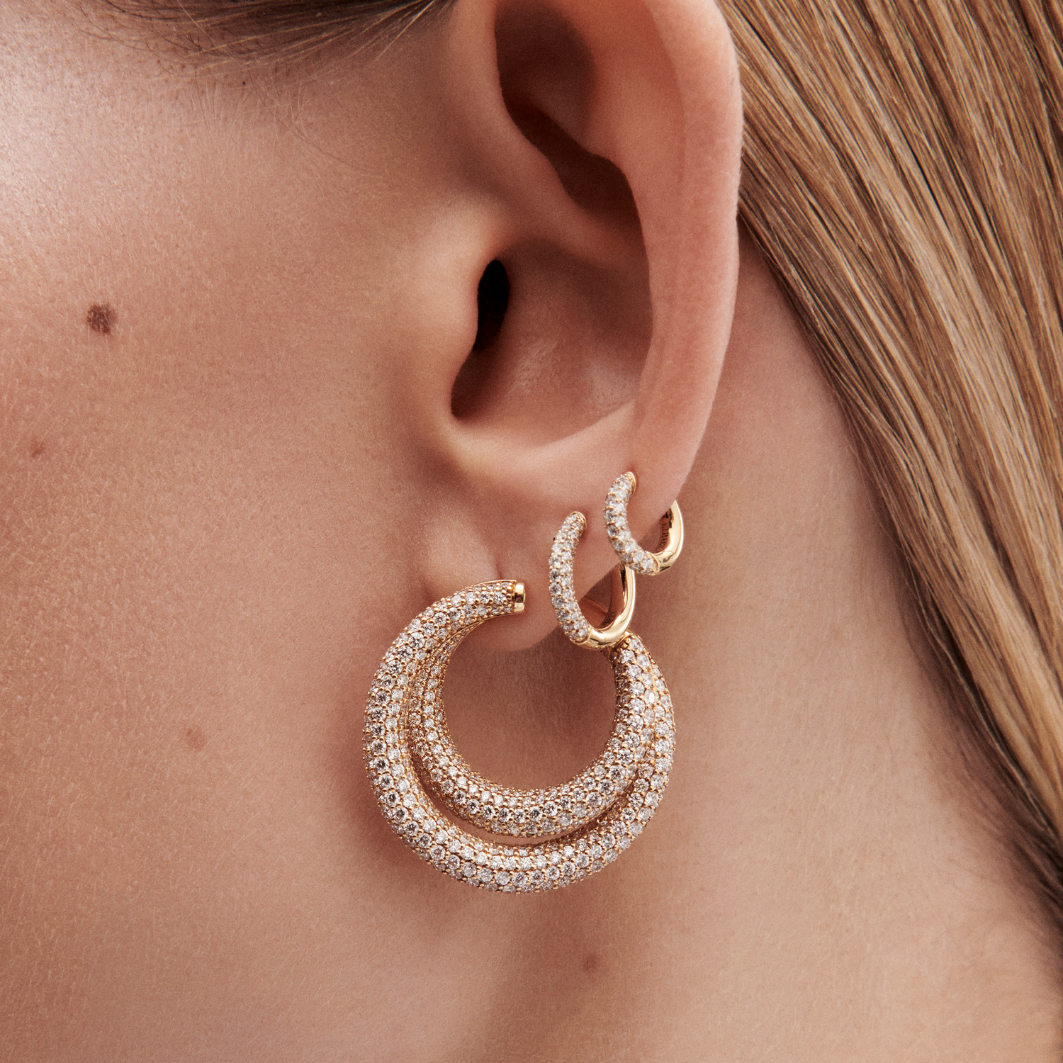 Classic Creole Earrings Pavé 15mm