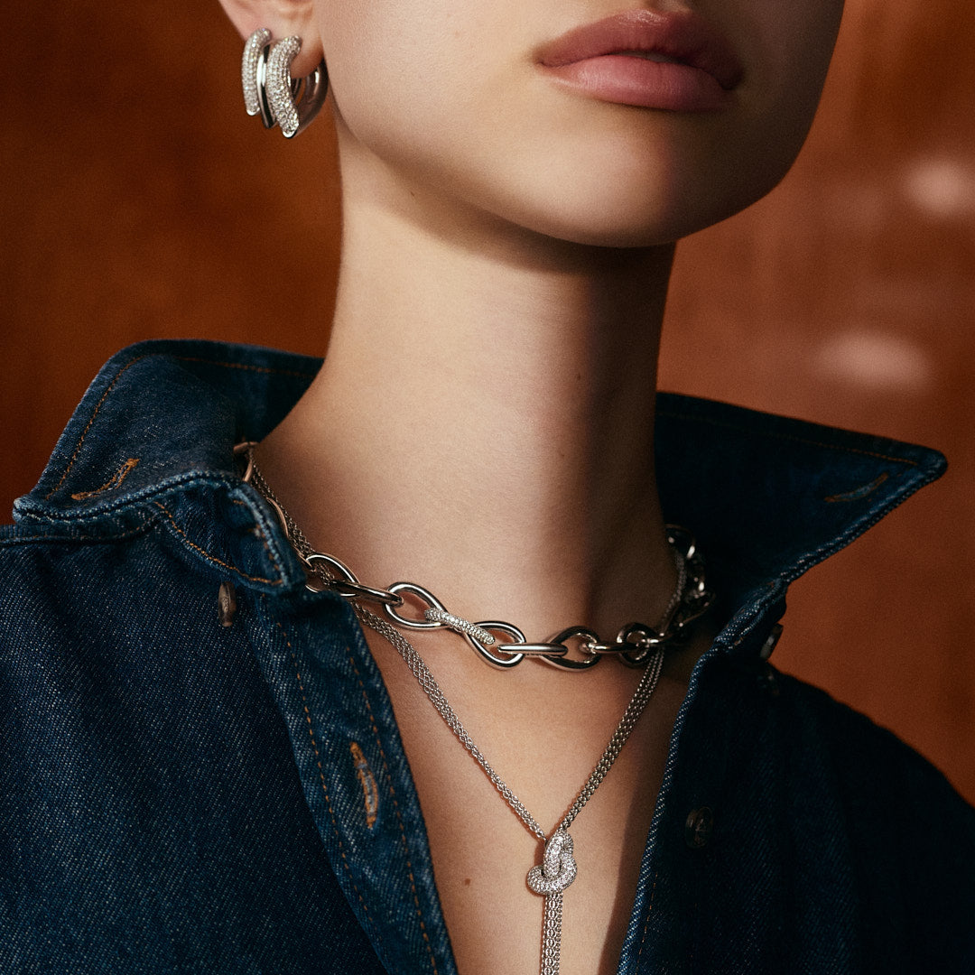 Drop Link Earrings Pavé Big