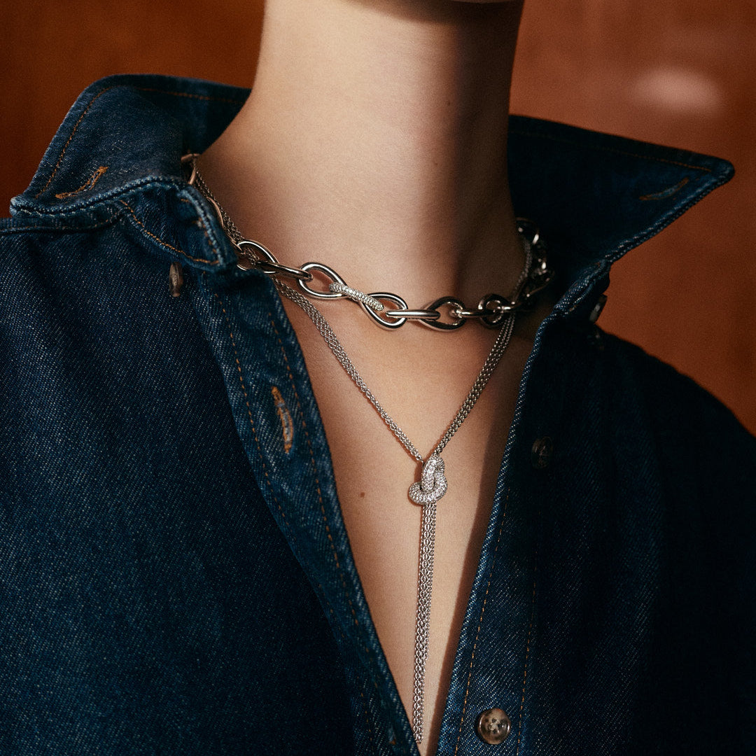 Legacy Knot Necklace Tassel Pavé