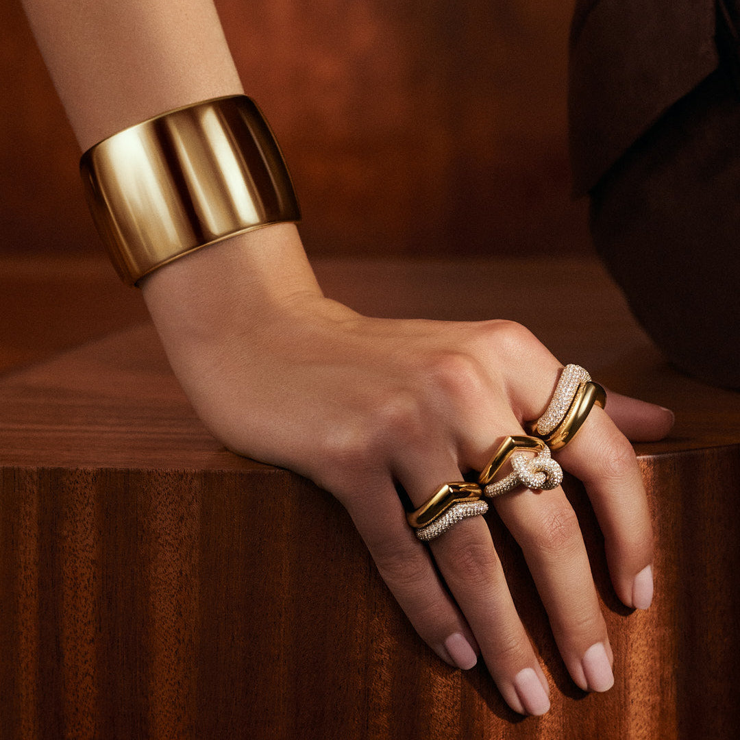 Drop Link Ring Medium Pavé