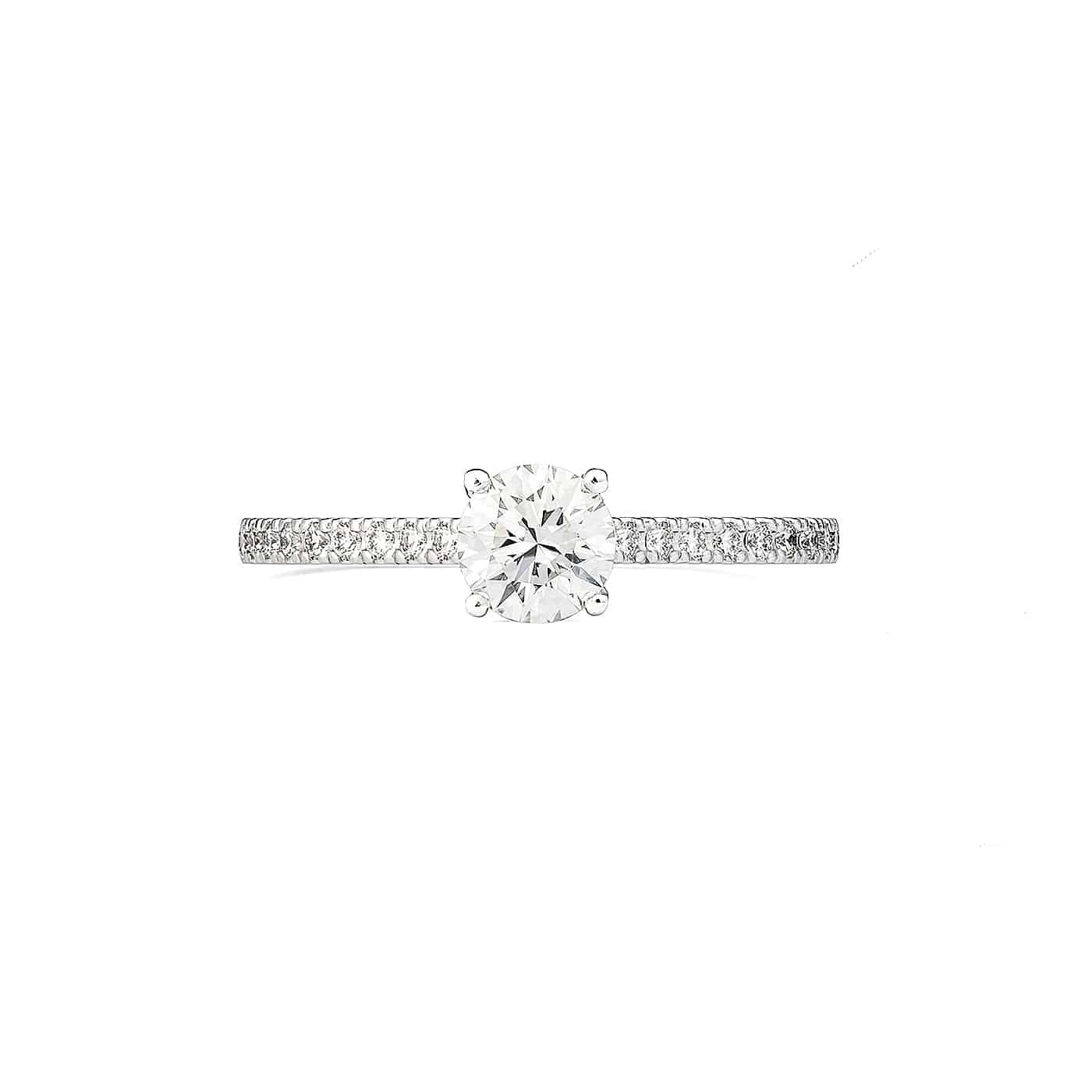 Slim Modern Engagement Ring Pavé