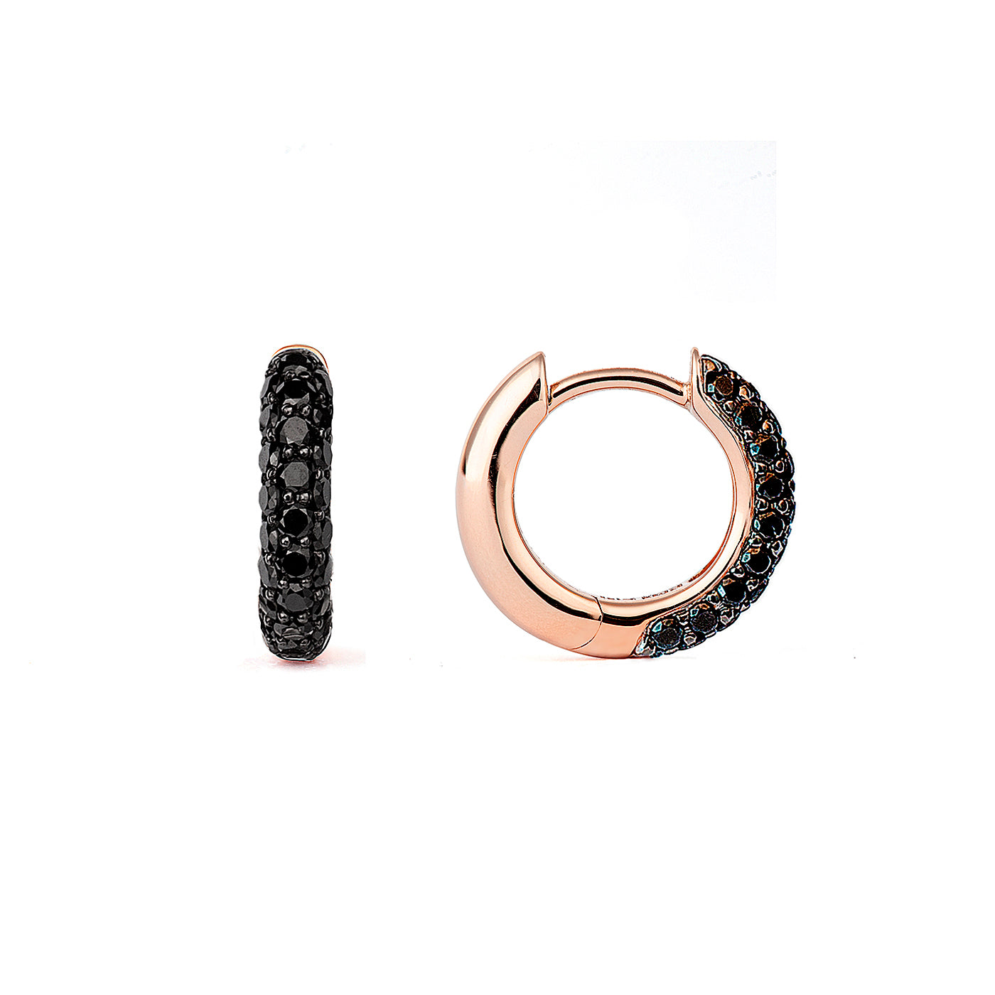 Classic Creole Earrings 13mm Black Pavé