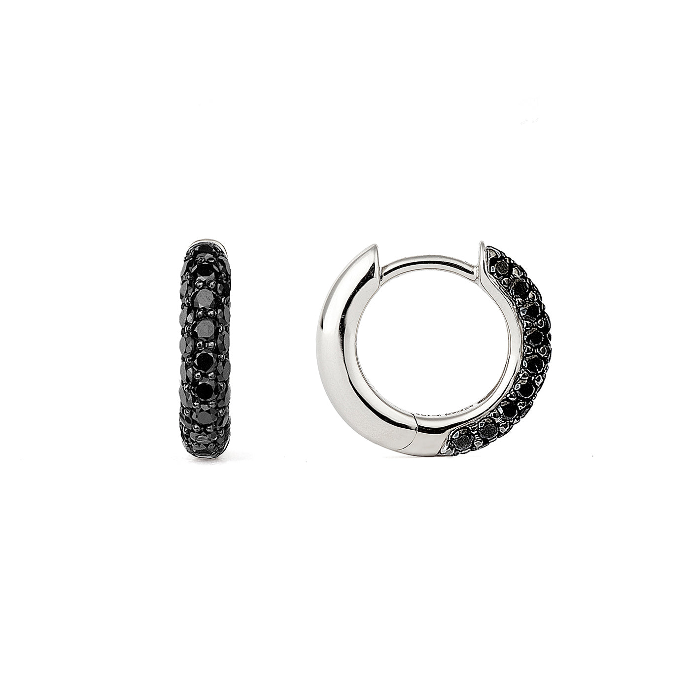 Classic Creole Earrings 13mm Black Pavé