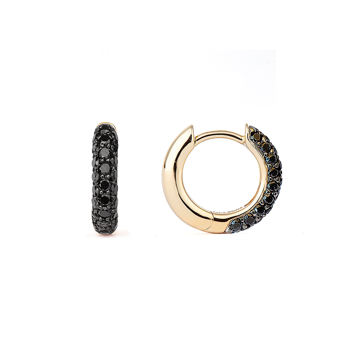 Classic Creole Earrings 13mm Black Pavé