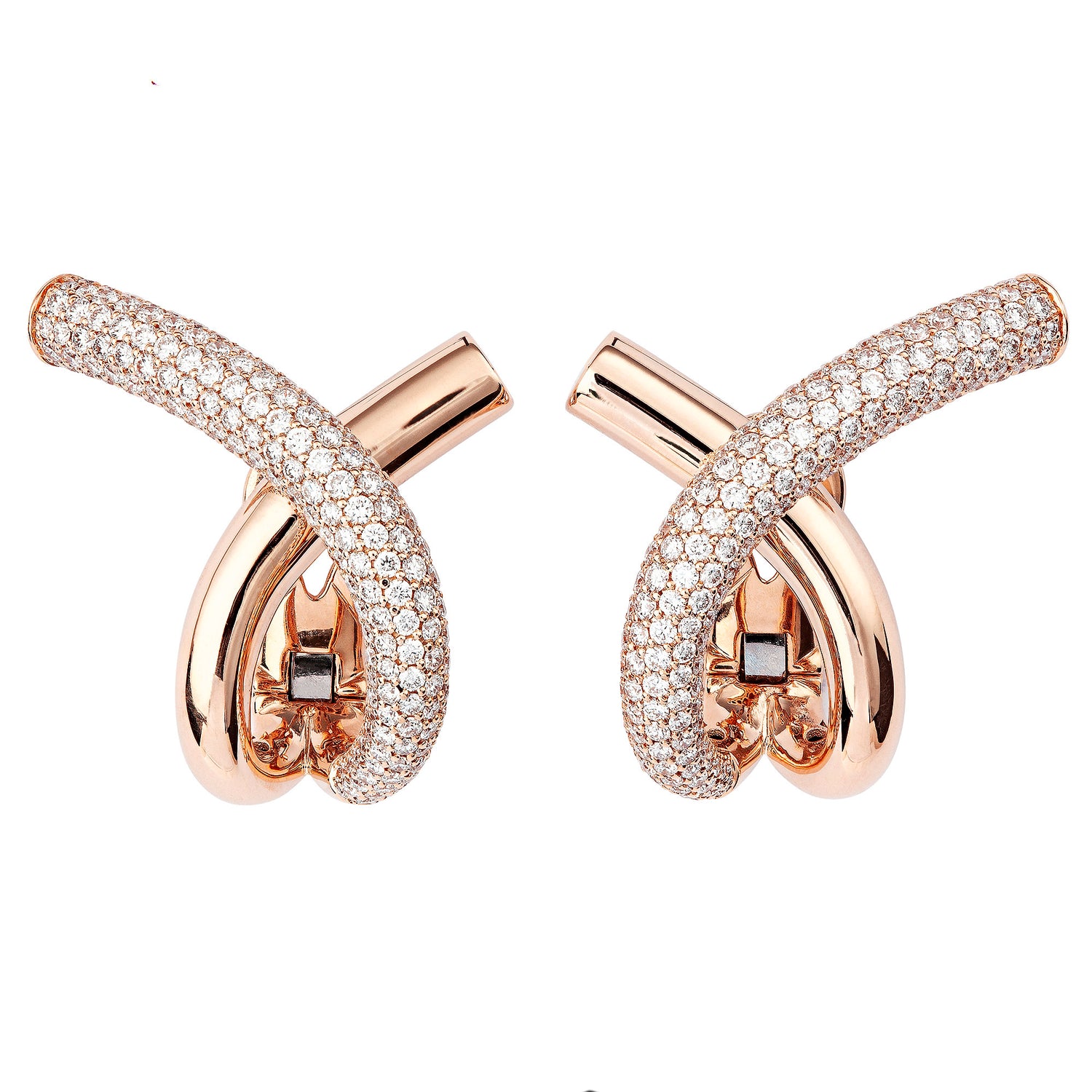 Cross Loop Earrings Pavé