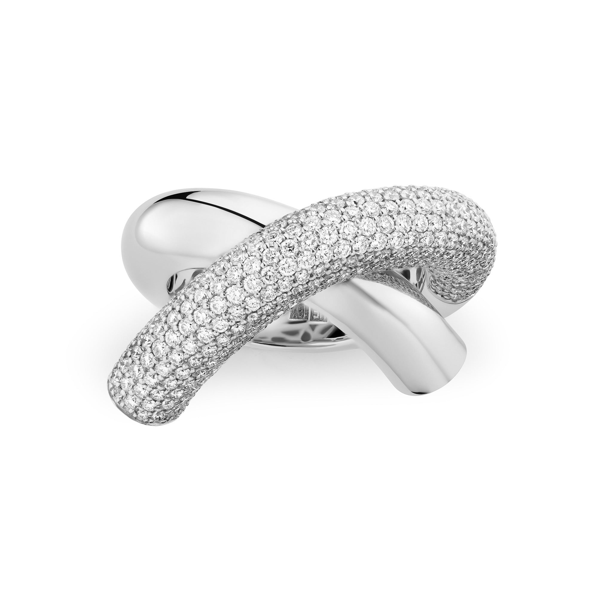 Cross Loop Ring Big Half Pavé