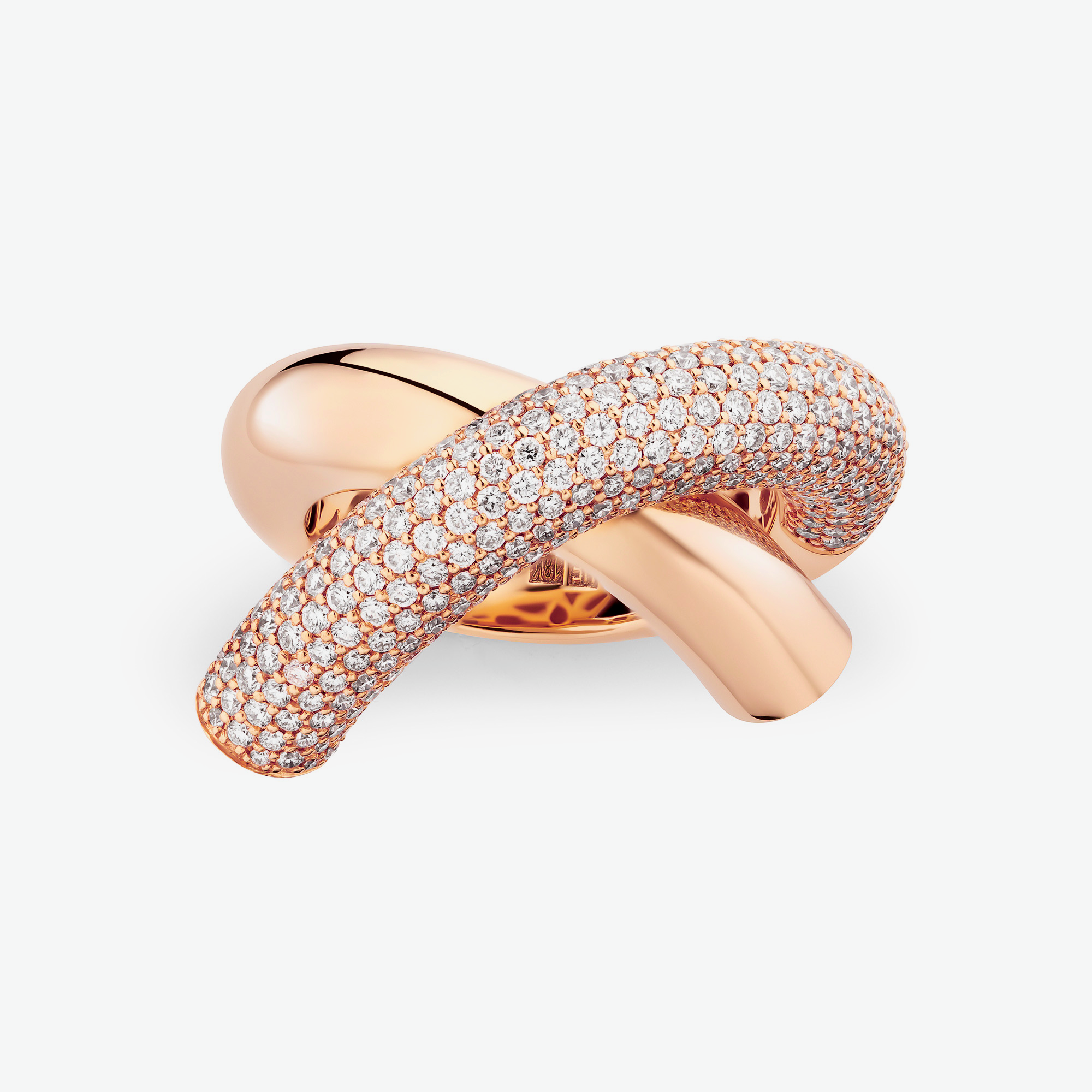 Cross Loop Ring Big Half Pavé