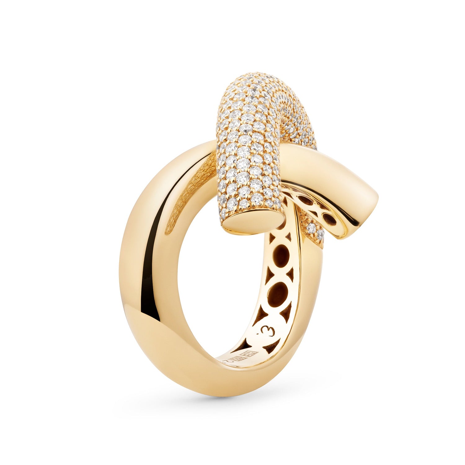 Cross Loop Ring Big Half Pavé
