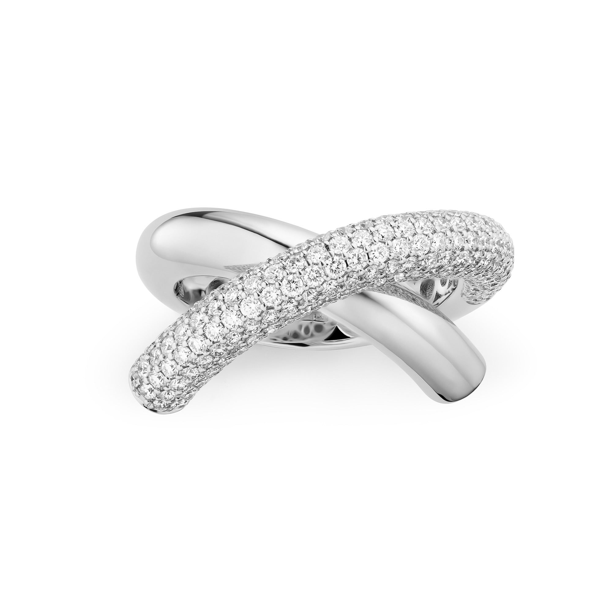 Cross Loop Ring Medium Half Pavé