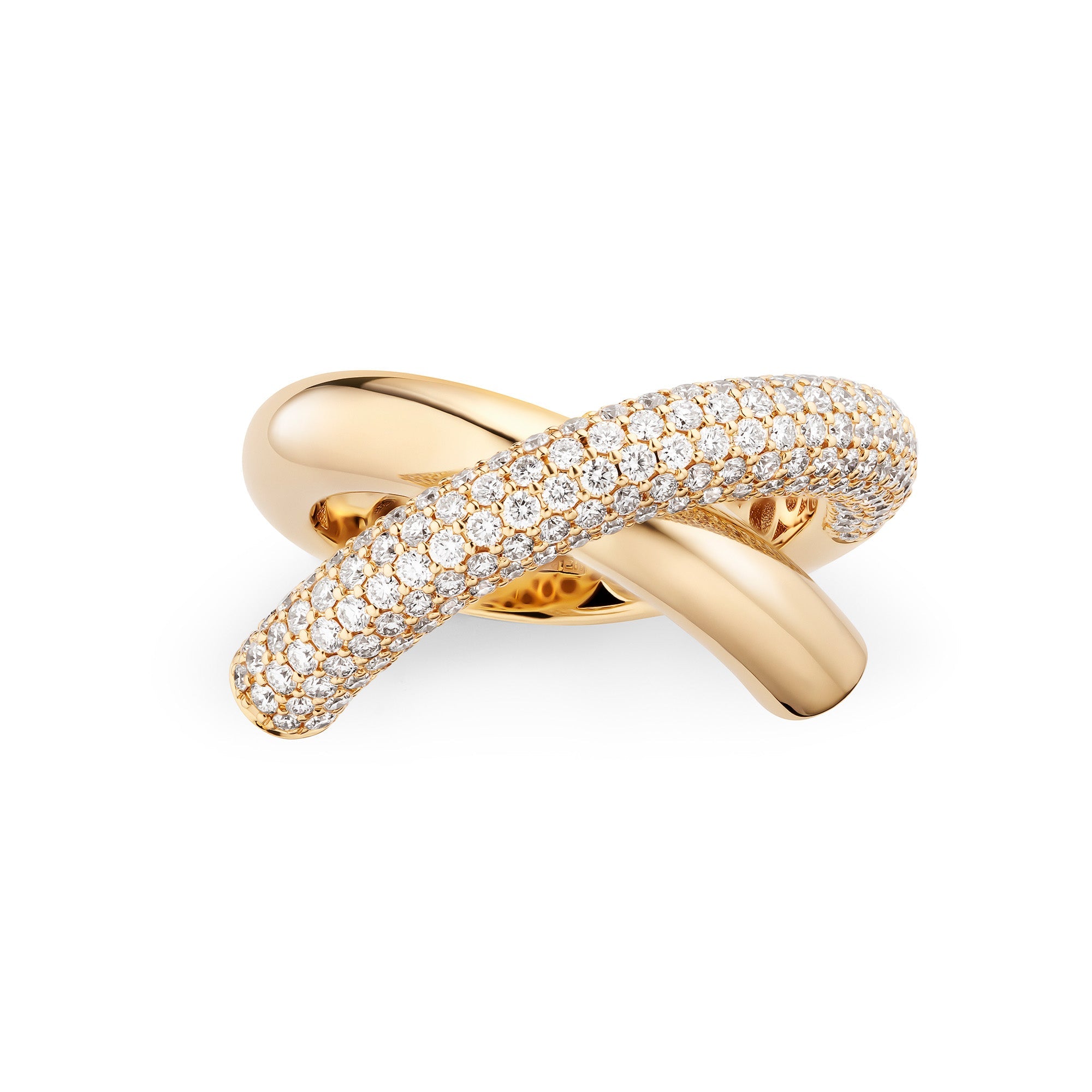 Cross Loop Ring Medium Half Pavé