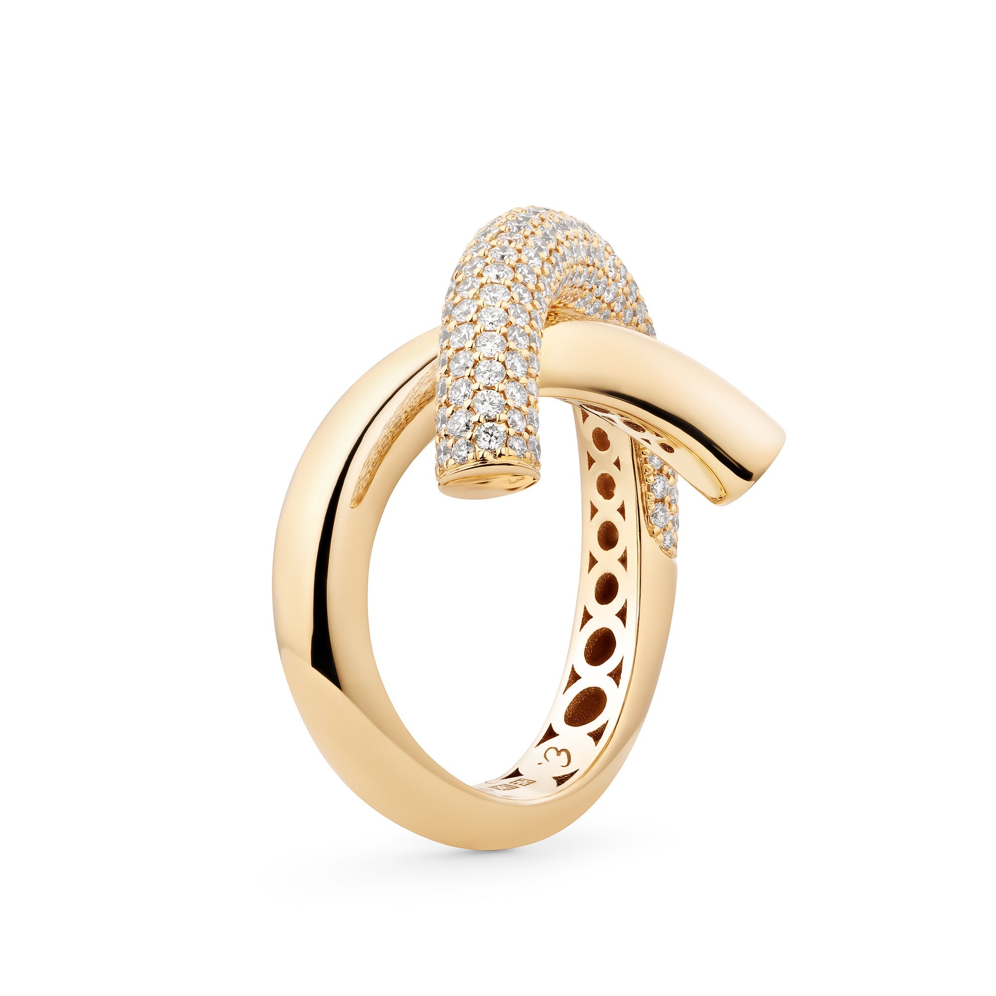 Cross Loop Ring Medium Half Pavé