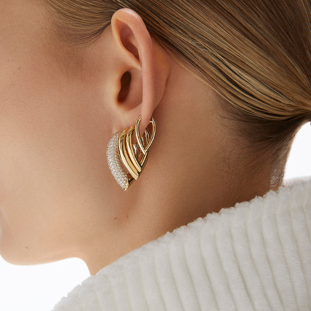 Drop Link Earrings Mini Pavé