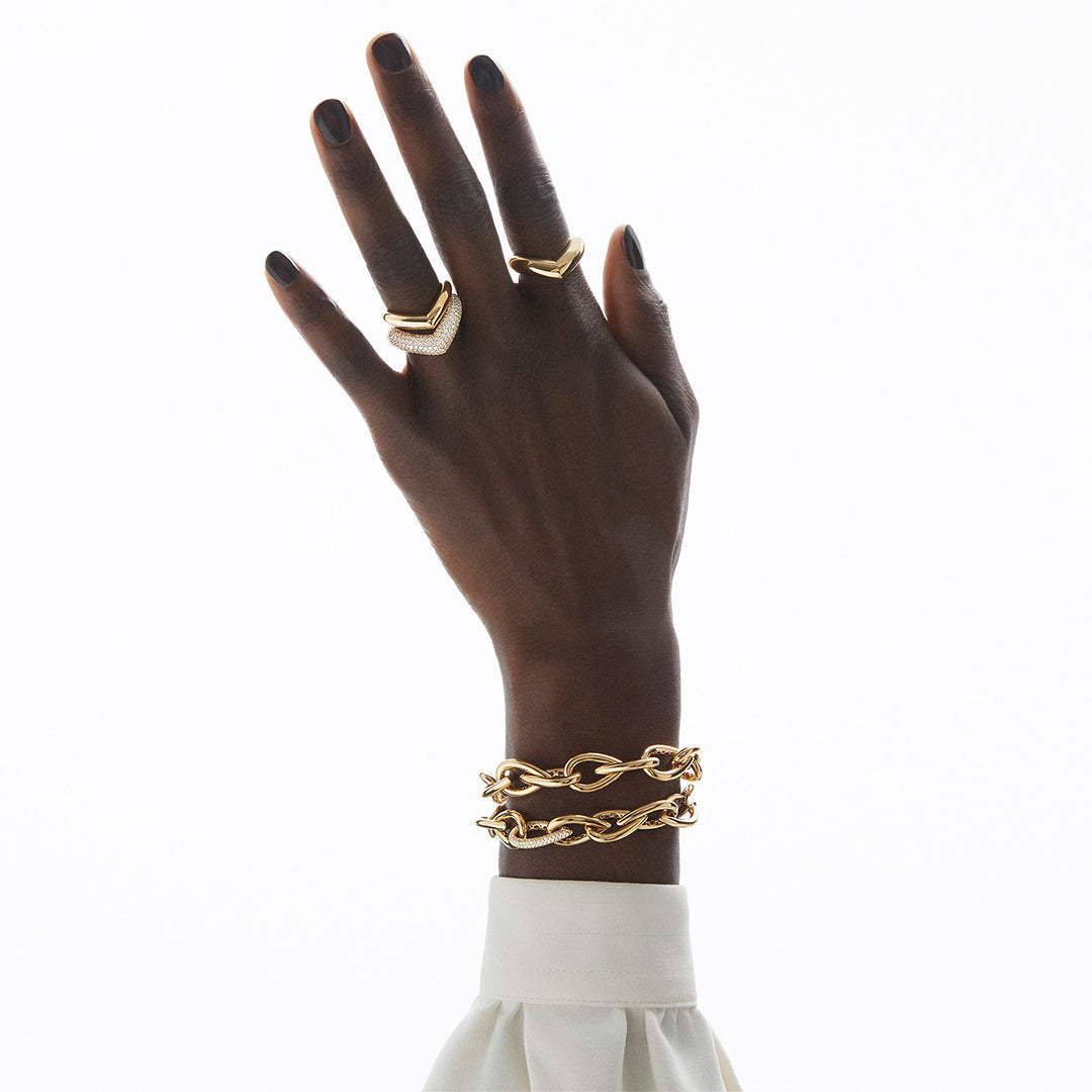 Drop Link Ring Big Pavé