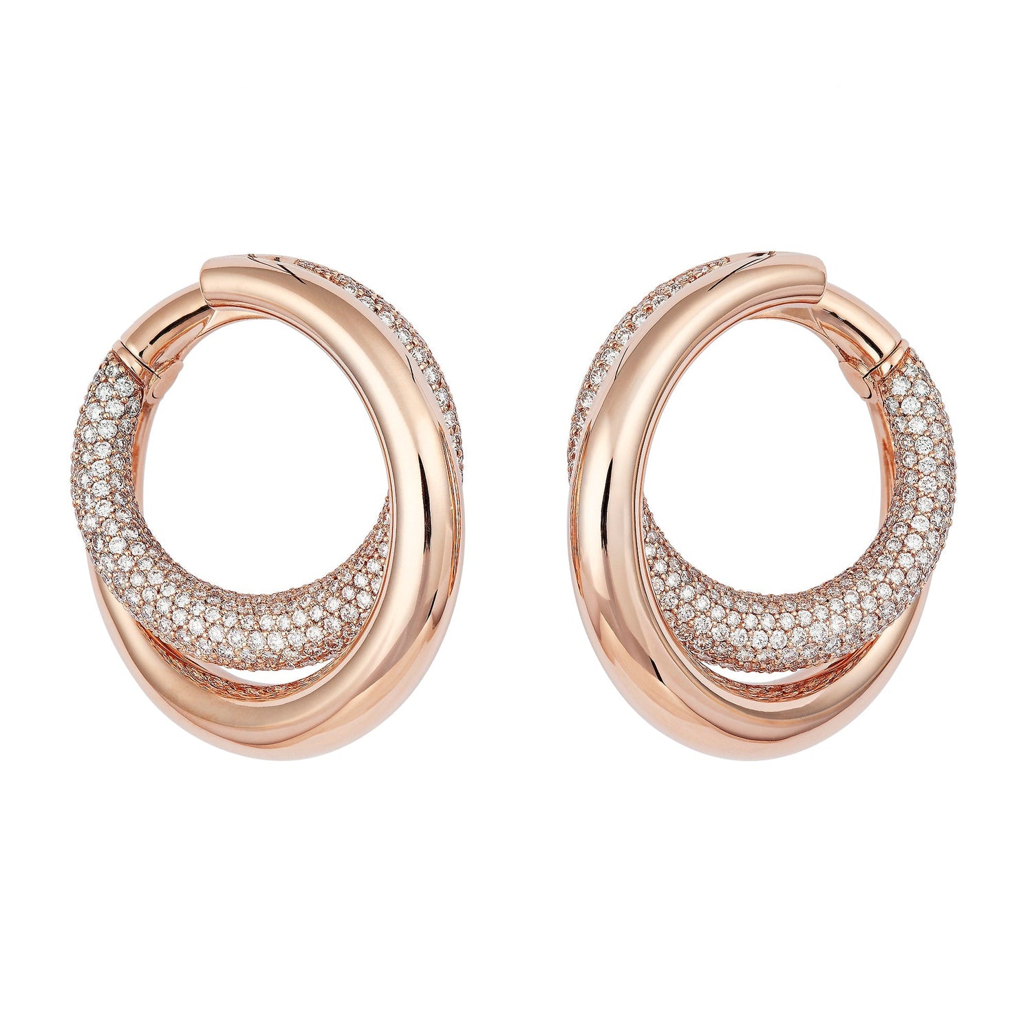 Infinity Loop Earrings Big Half Pavé