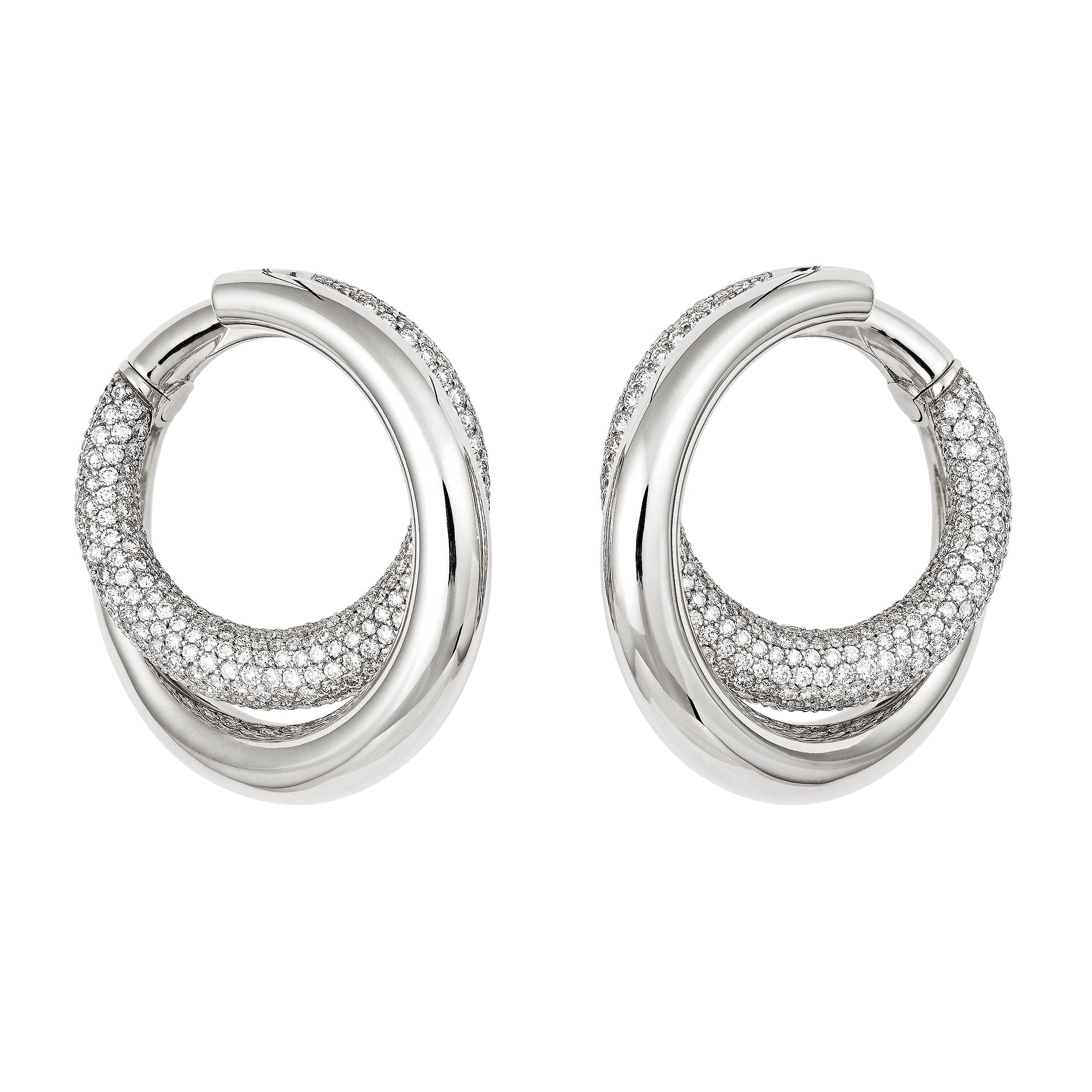 Infinity Loop Earrings Big Half Pavé