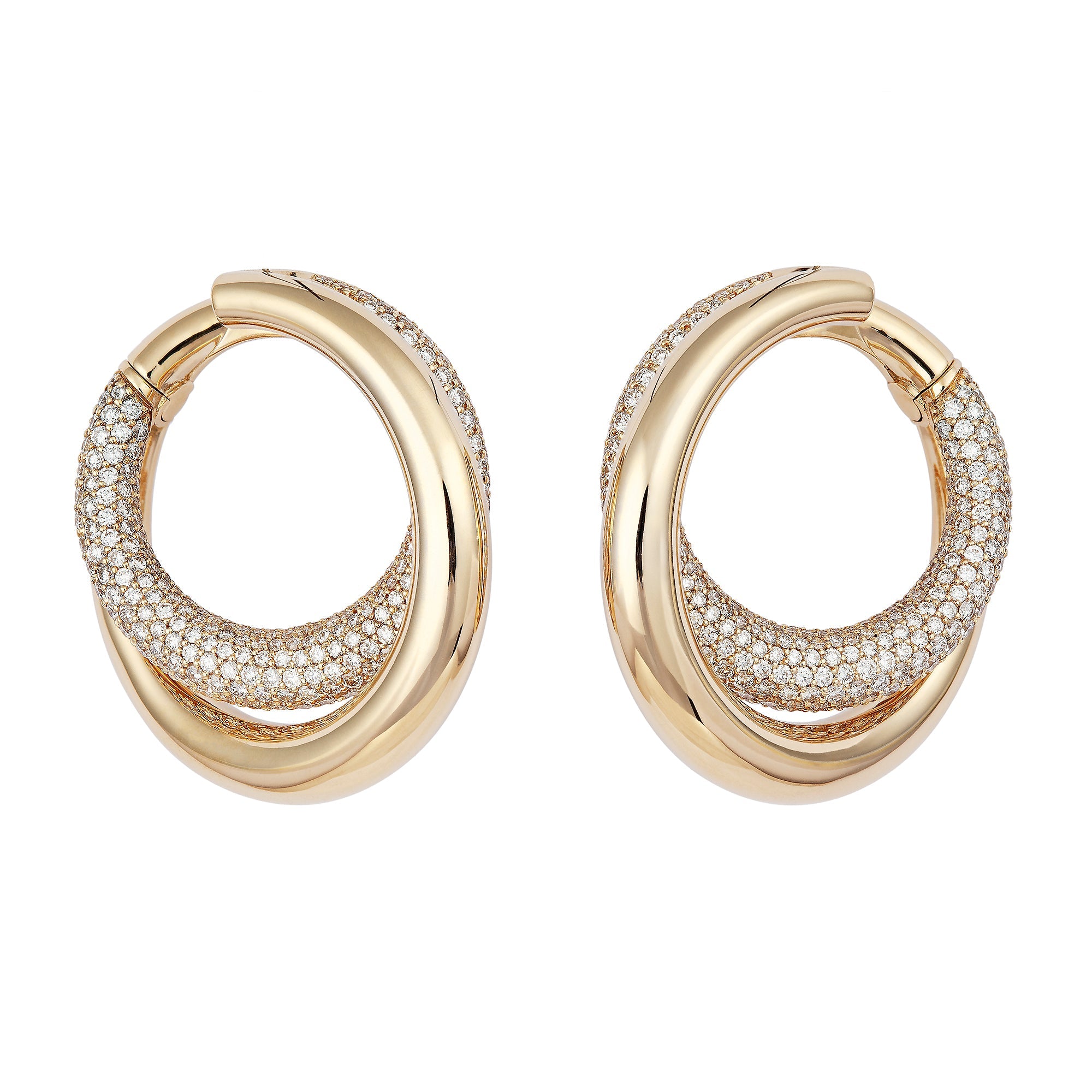 Infinity Loop Earrings Big Half Pavé
