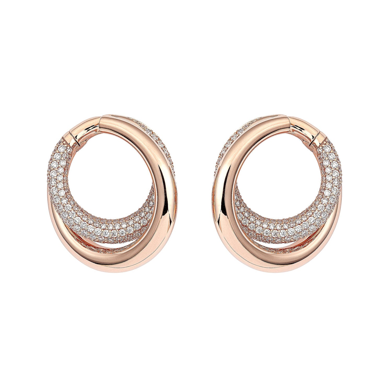 Infinity Loop Earrings Medium Half Pavé