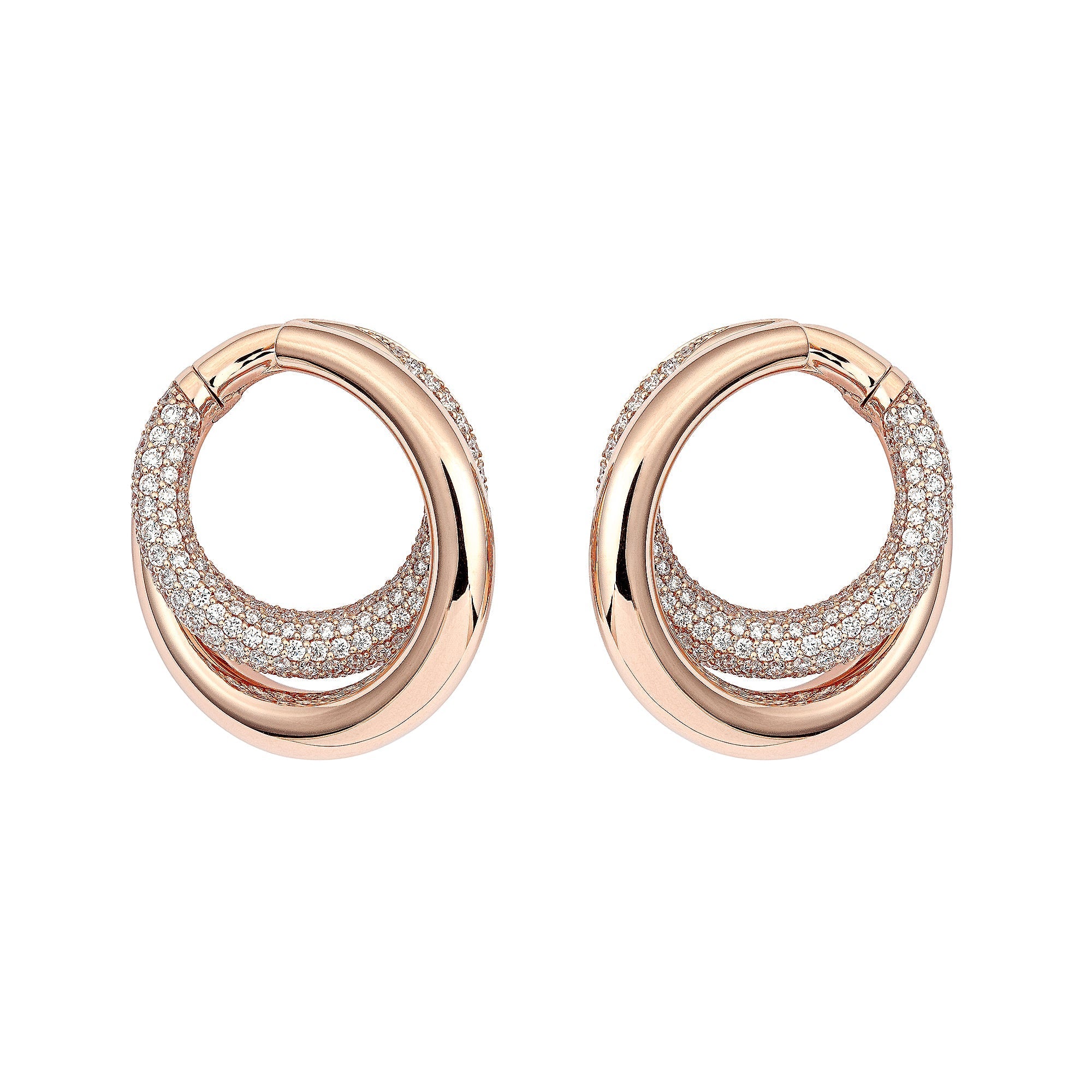 Infinity Loop Earrings Medium Half Pavé