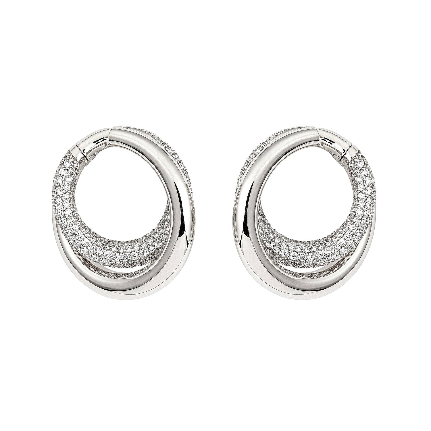 Infinity Loop Earrings Medium Half Pavé