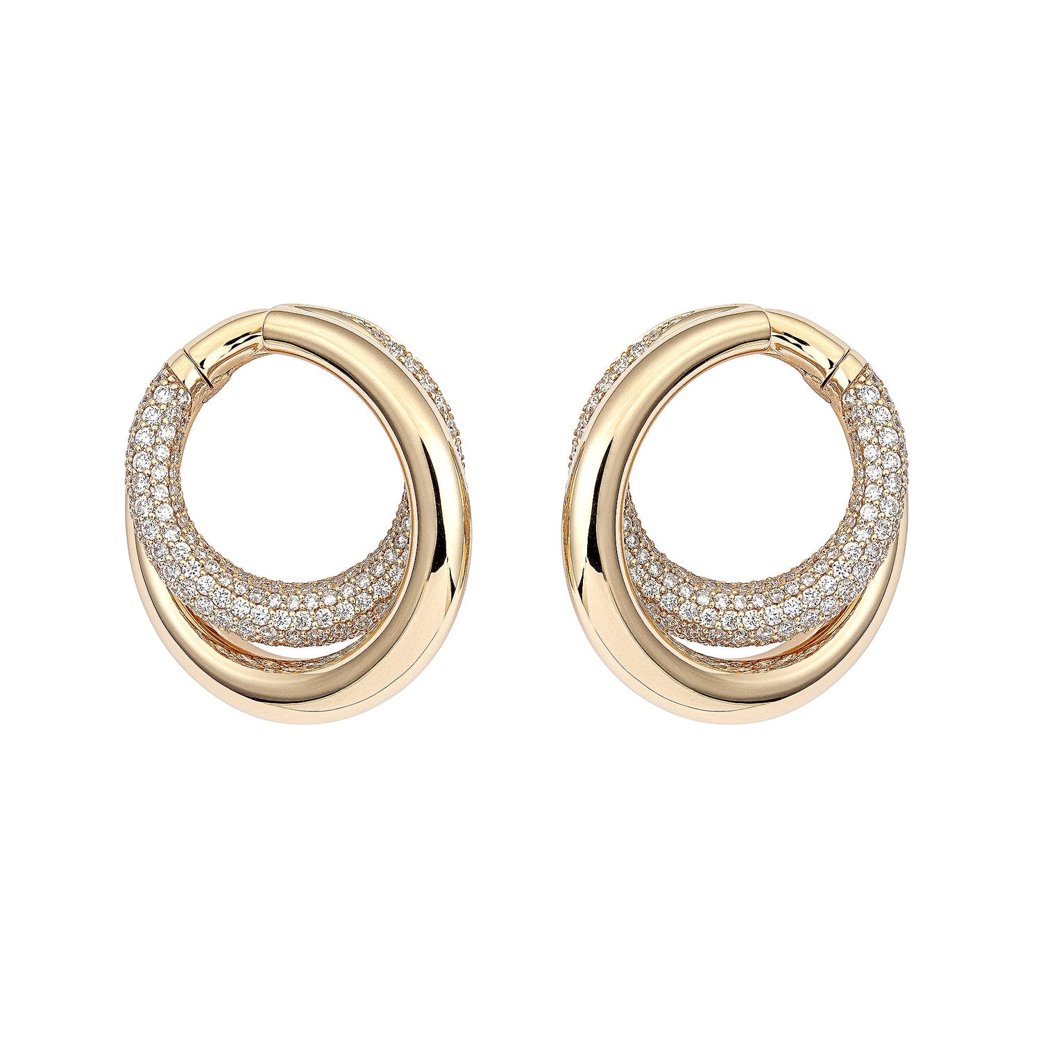 Infinity Loop Earrings Medium Half Pavé