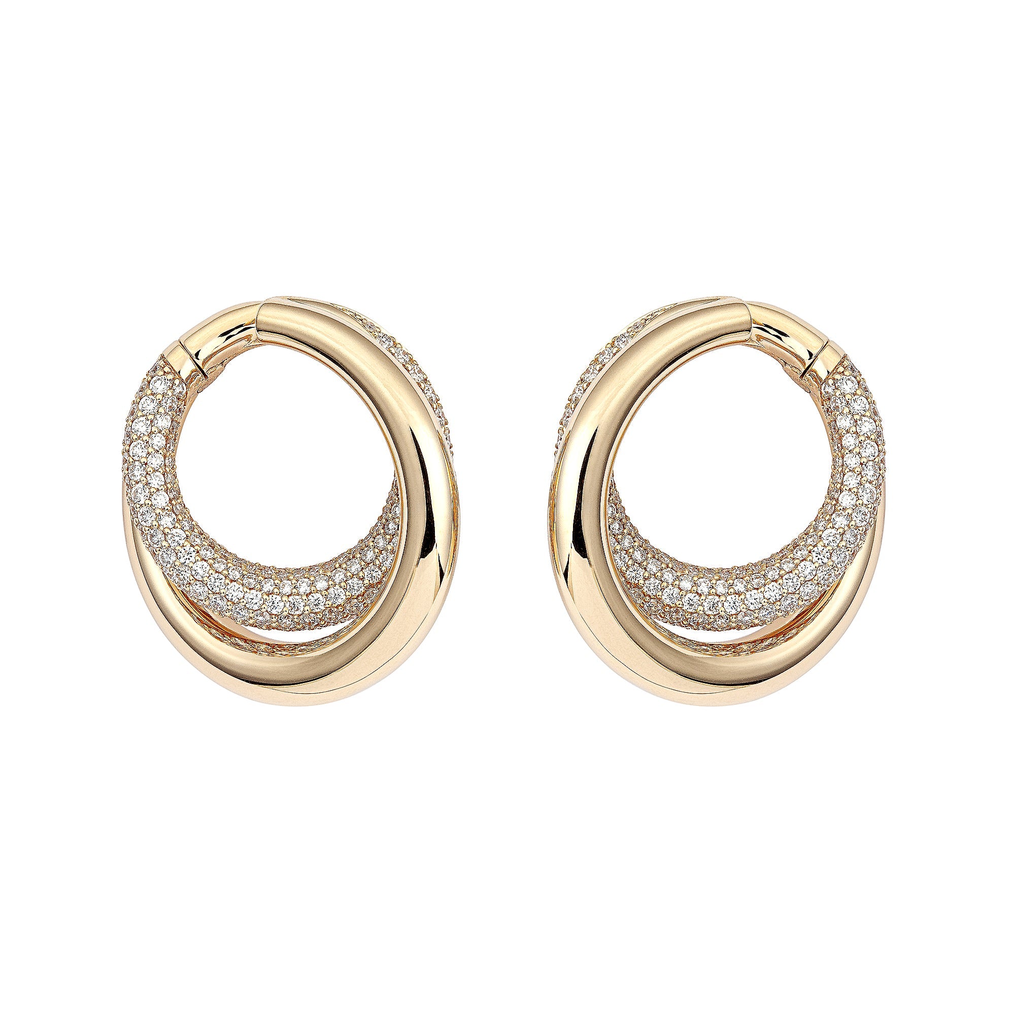 Infinity Loop Earrings Medium Half Pavé