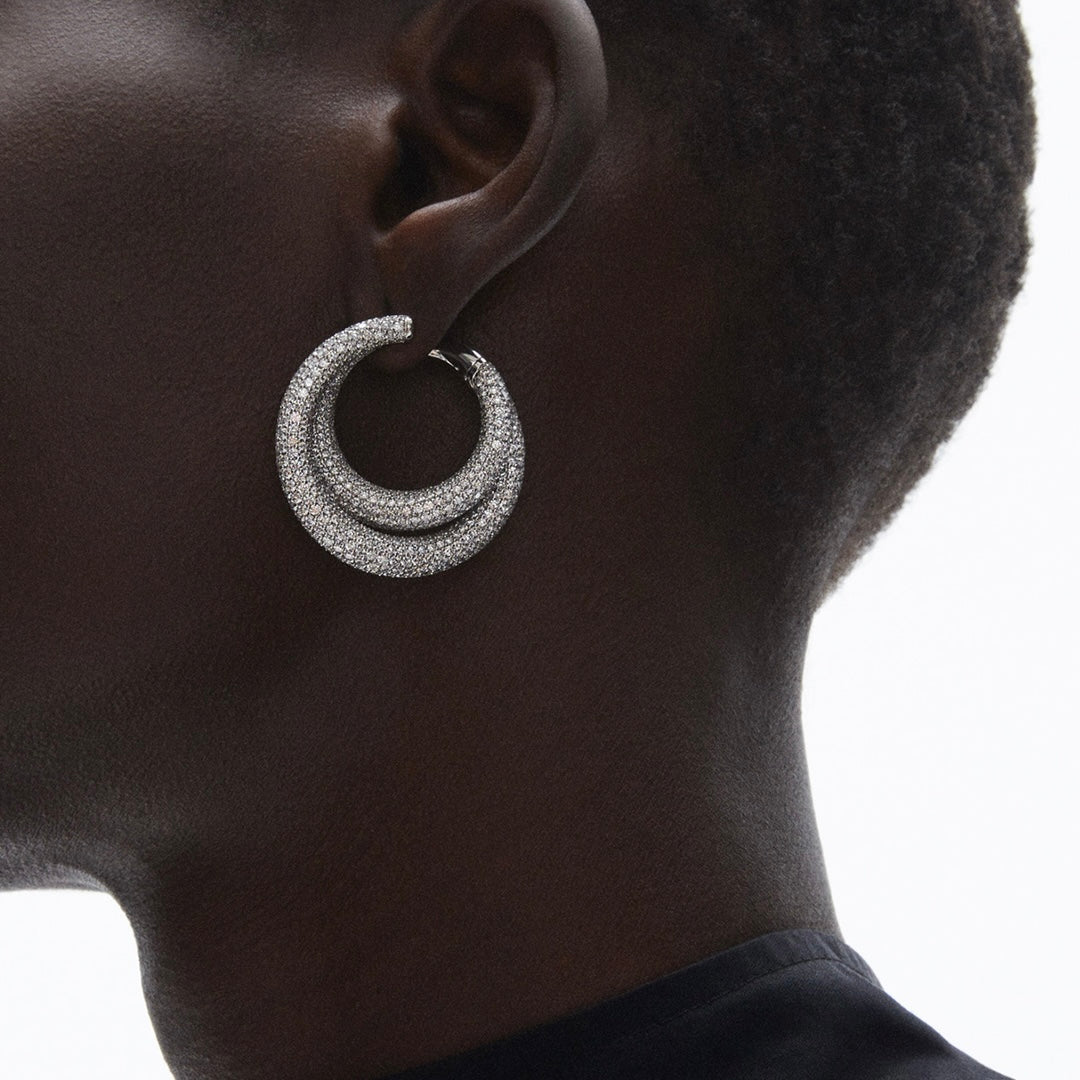 Infinity Loop Earrings Big Full Pavé