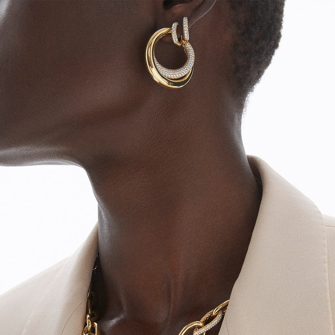 Classic Creole Earrings Pavé 13mm