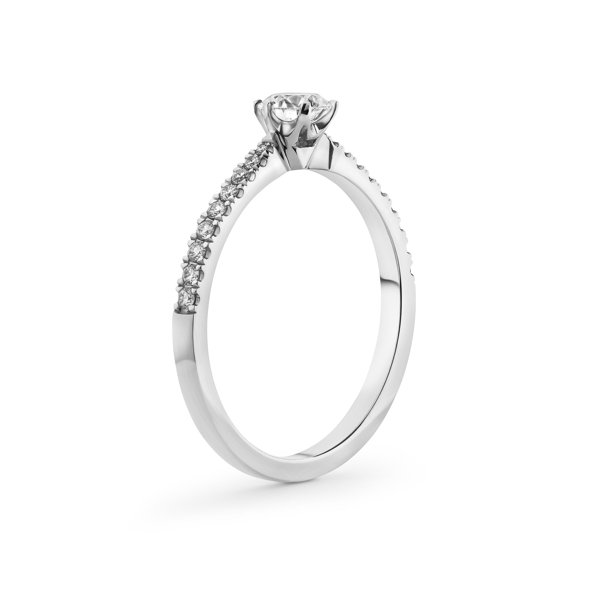 Slim Classic Engagement Ring Pave