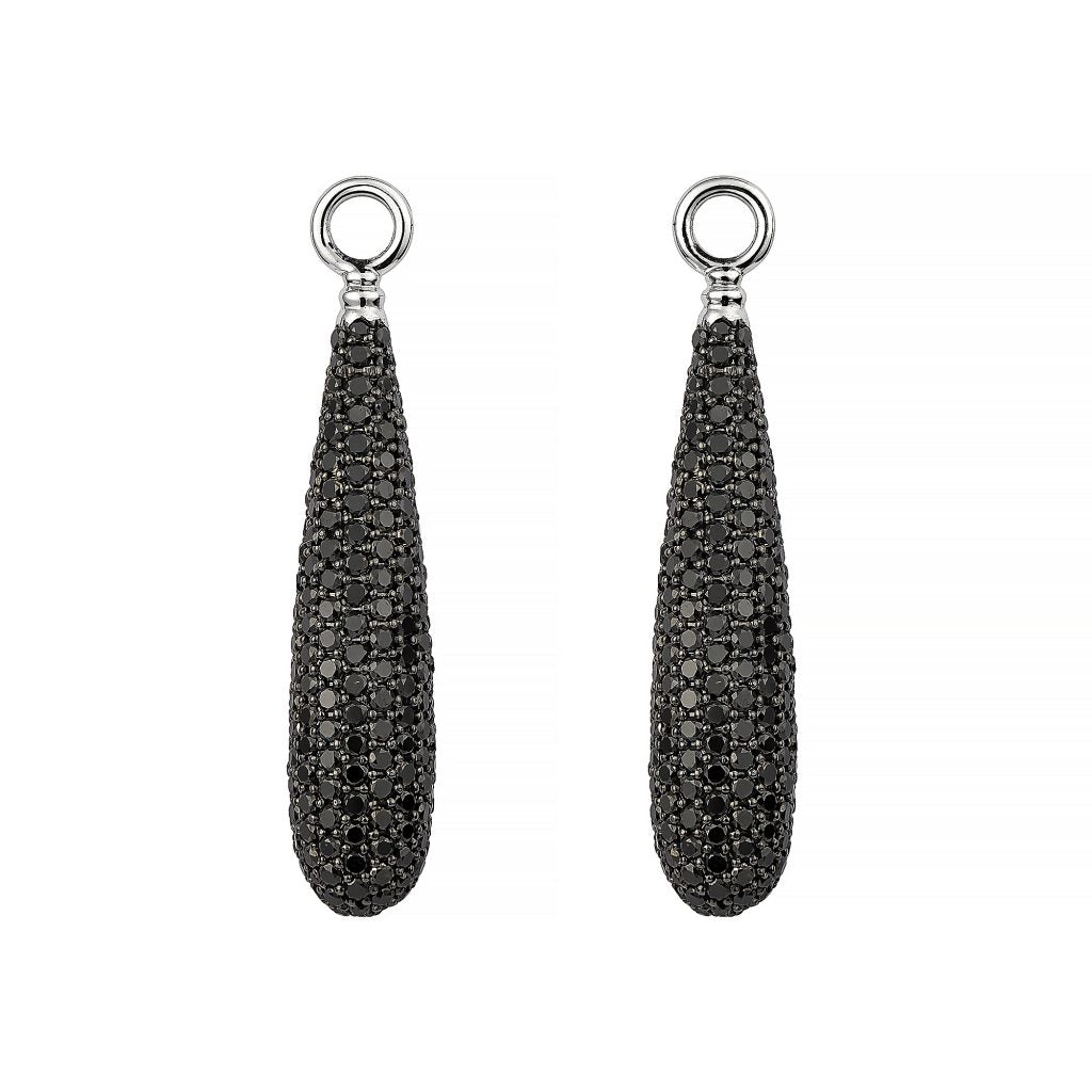 Swedish Grace Earring Attachments Drop Black Pave