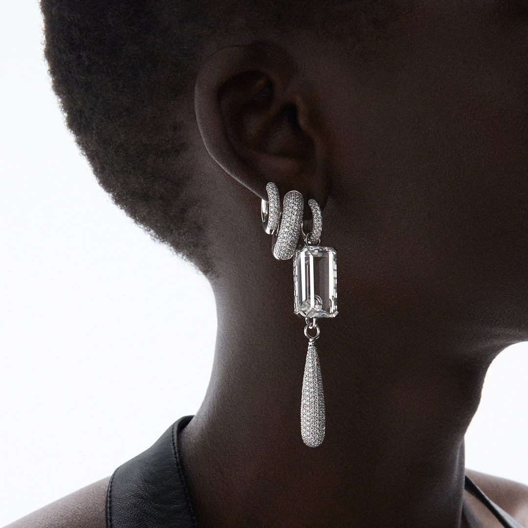 NY66 Creole Earrings Small Pavé