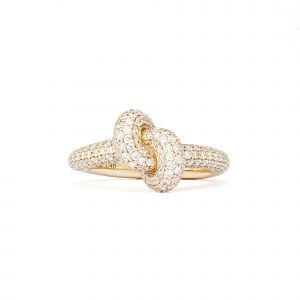 The Engelbert Absolutely Tight knot ring in gold with diamond pavé